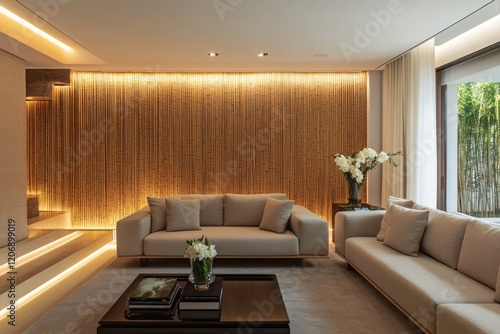 Modern Living Room With Bam...
