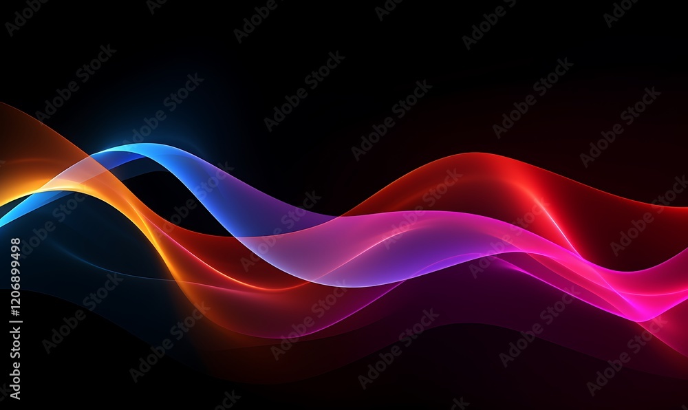 Fototapeta premium Colorful light effects on a black background, swirling colorful lights in the dark