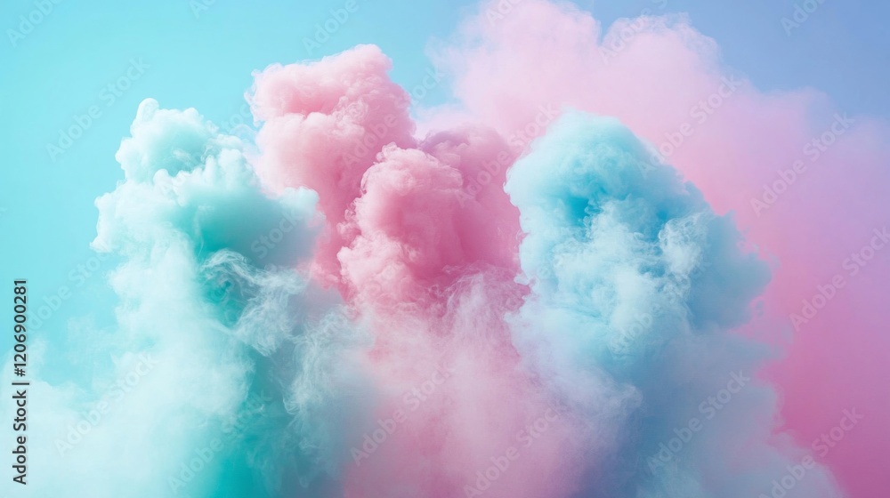 Fototapeta premium Dreamy Pastel Cloudscape: Soft Pink and Blue Hues