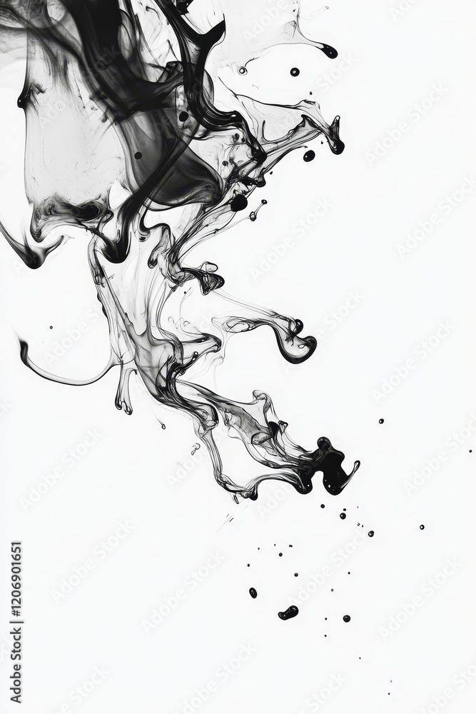 Abstract black ink swirling in water, isolated on white background. Abstract black ink swirling in water, isolated on white background.