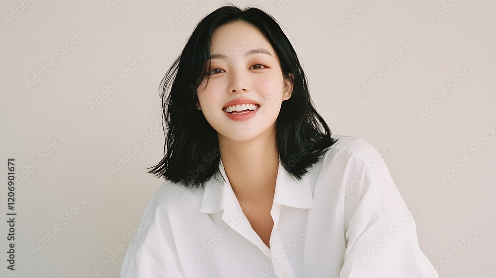 A stylish portrait featuring natural hair and a soft expression in a minimalist setting A stylish portrait featuring natural hair and a soft expression in a minimalist setting