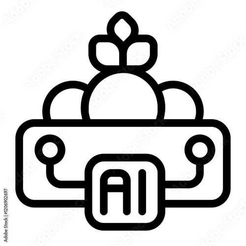 AI Chip with Farm Line Icon