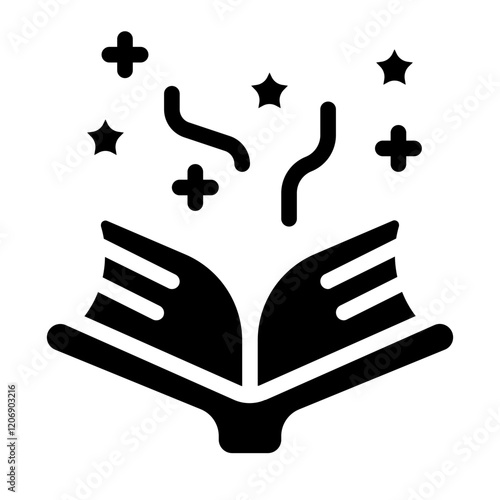 Book with Magical Sparks Solid Icon