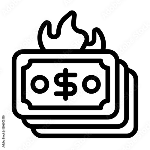 Burning Money Line Icon