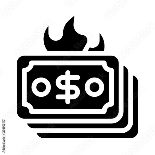 Burning Money Solid Icon