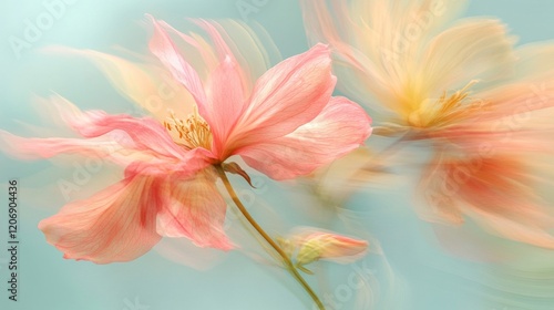 Delicate Pink and Peach Blossoms in Soft Focus
