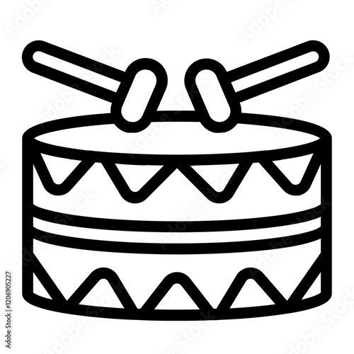 Drum with Circus Logo Line Icon
