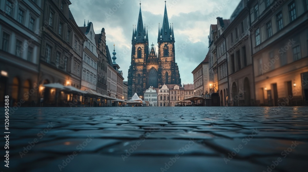 Obraz premium Prague's Church of Our Lady before T?n at Dusk