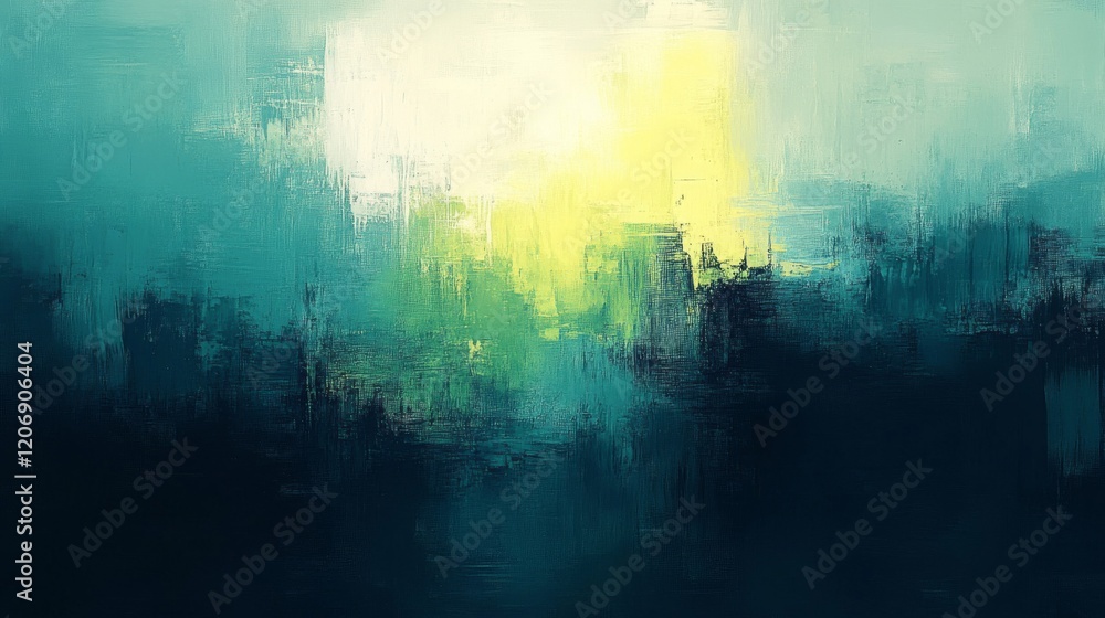 Fototapeta premium Abstract Landscape with Teal, Green, and Yellow Hues