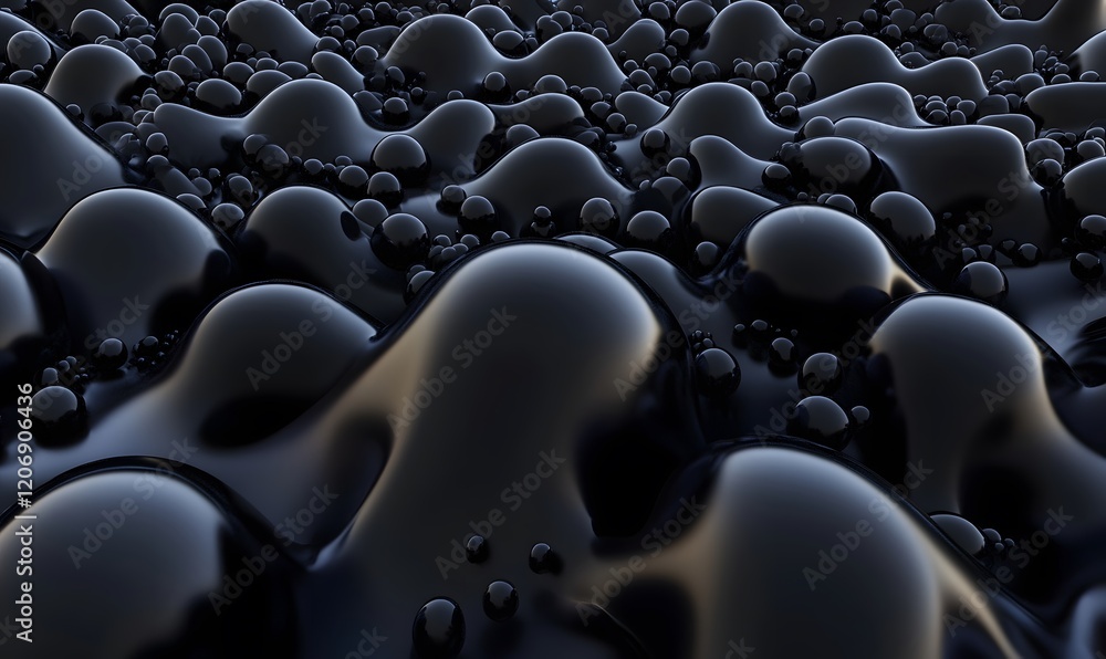 Obraz premium Dark liquid, flowing, abstract background, 3D render, design