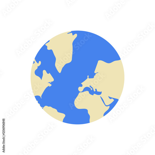 Earth Globe In Flat Vector Illustration Symbolizing Geography, Environmental Awareness, And Global Connection, Isolated On White Background.