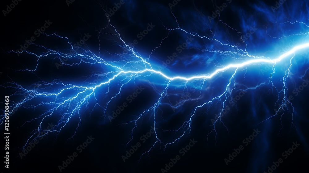 Lightning, blue lightning, electric field background. Blue glowing lines on a dark black backdrop Lightning, blue lightning, electric field background. Blue glowing lines on a dark black backdrop