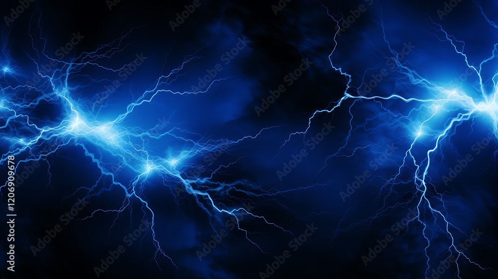 Lightning, blue lightning, electric field background. Blue glowing lines on a dark black backdrop Lightning, blue lightning, electric field background. Blue glowing lines on a dark black backdrop