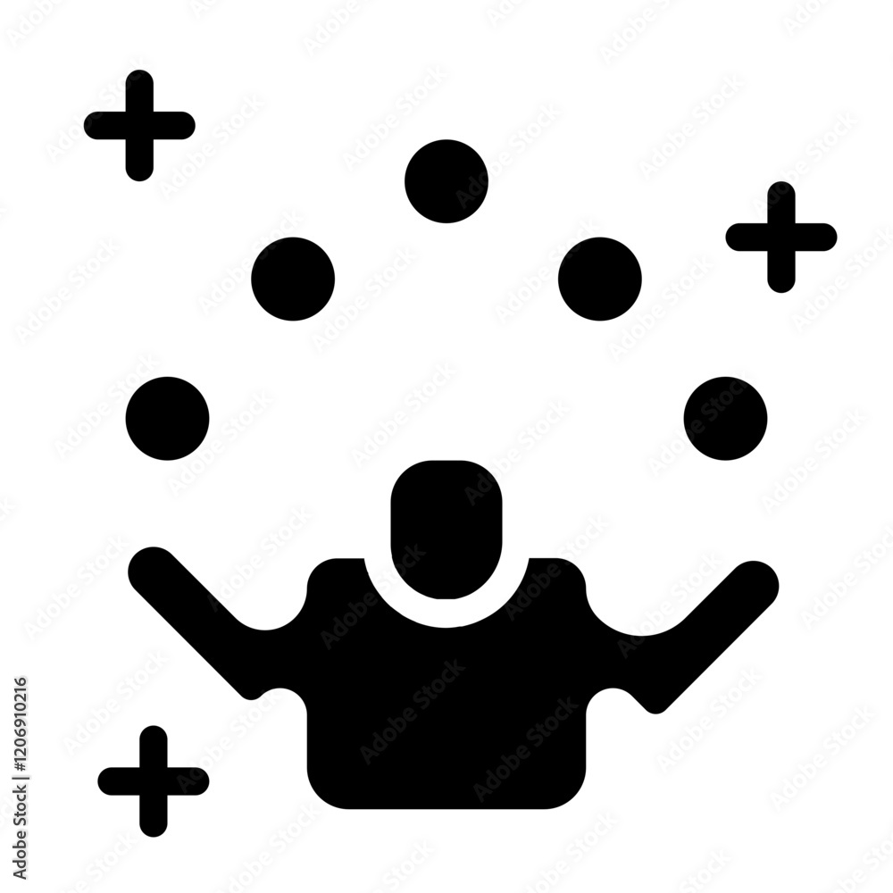 Juggler with Multiple Balls Solid Icon Juggler with Multiple Balls Solid Icon