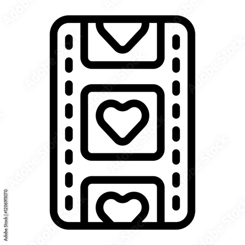 Movie Night With Heart Line Icon