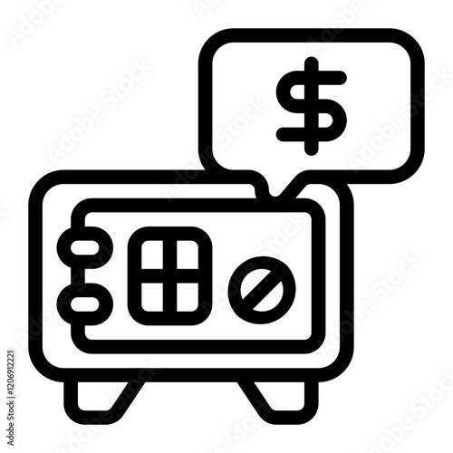 Safe with Money Line Icon