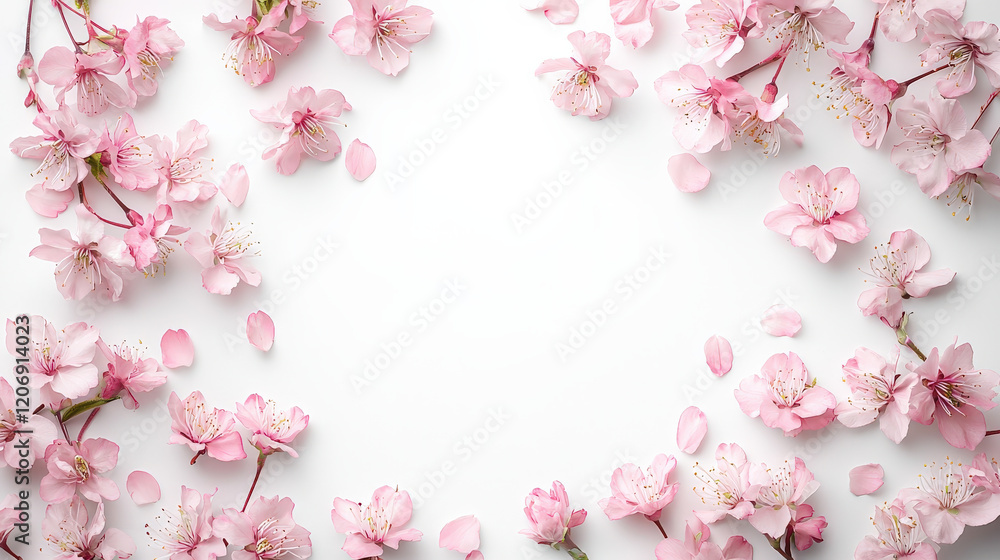 custom made wallpaper toronto digitalPink cherry blossoms frame a white background
