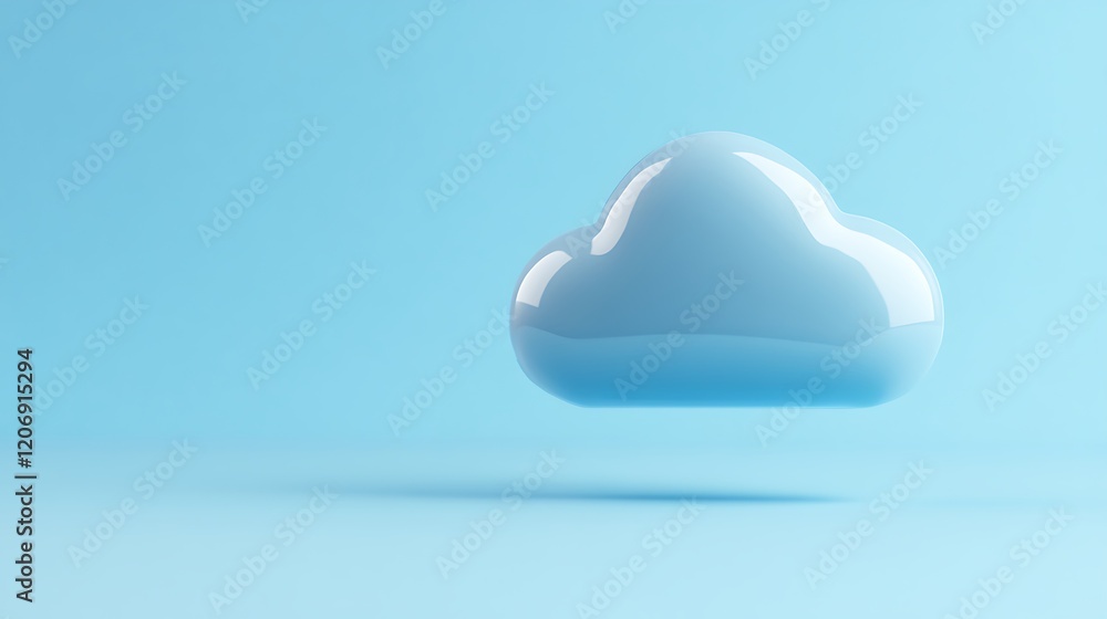 Obraz premium Soft and Glossy Blue Cloud on a Light Blue Background for Backgrounds and Themes in Modern Designs