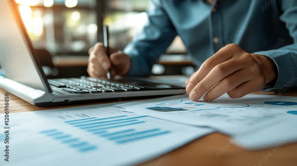 Accountant inputting data into accounting software on a desktop computer Accountant inputting data into accounting software on a desktop computer