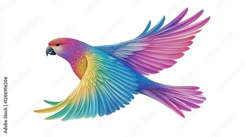 Fototapeta premium Vibrant rainbow parrot in flight nature scene digital artwork colorful feathered beauty