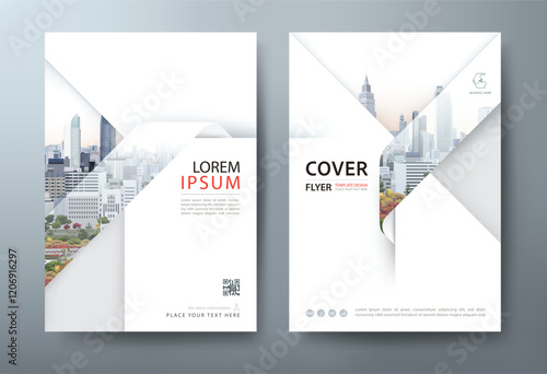 White Annual Report Brochure Design Template, A4 Layout for Flyers, Presentations, Book Covers, and Leaflets