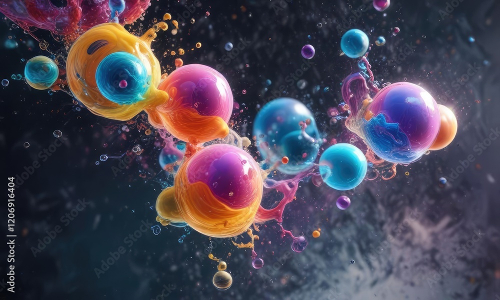 A swirling mixture of colors and bubbles in mid-air, abstract art, experimental photography A swirling mixture of colors and bubbles in mid-air, abstract art, experimental photography