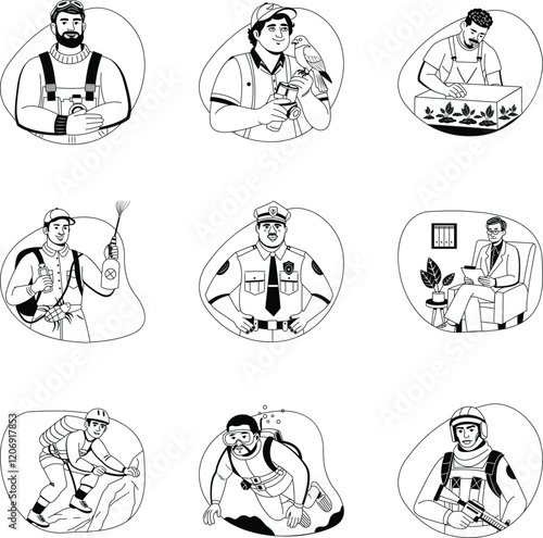 8.16 Professional Person Glyph Style Illustrations 

