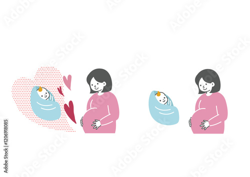 シンプルで可愛い妊婦さんのイラスト