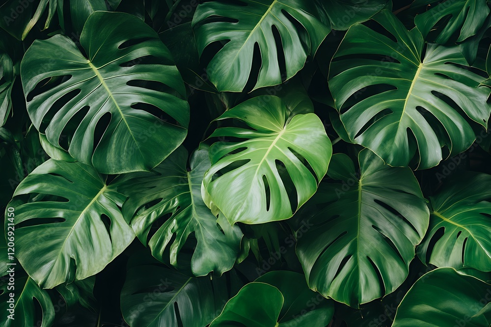Minimalist Tropical Monstera Leaves with Text Space Minimalist Tropical Monstera Leaves with Text Space