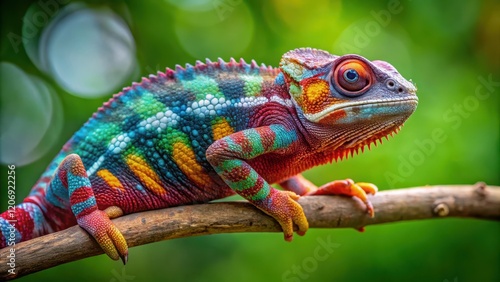 Ambanja Panther Chameleon perched on a branch, unique, scenery,  unique, scenery, environment, animal