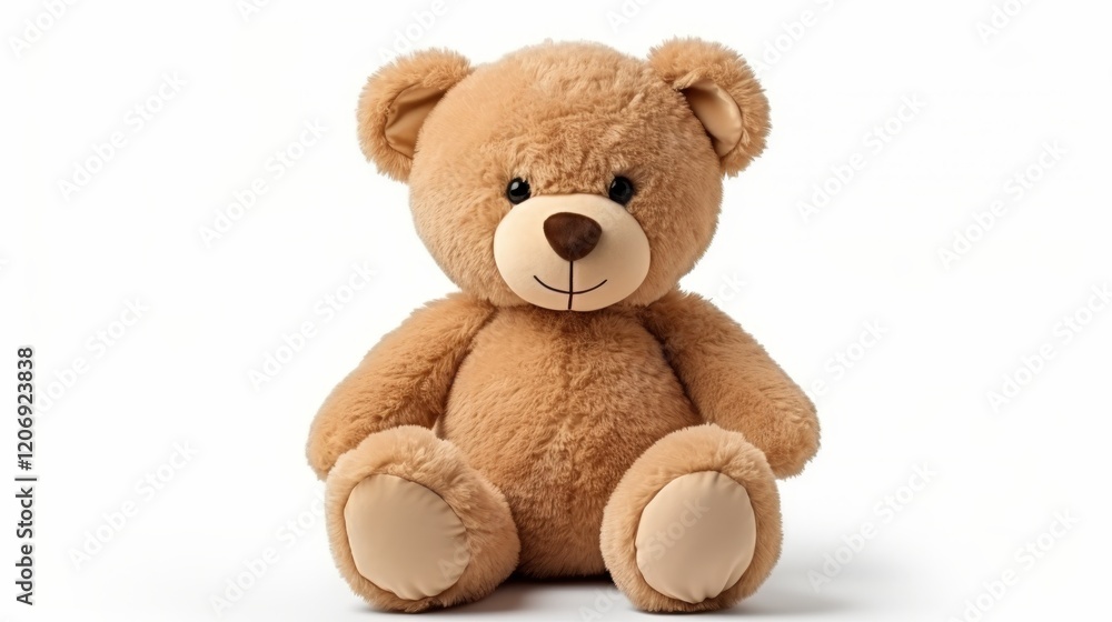 Cute and Soft Teddy Bear on White Background Ideal for Children's Themes, Warm and Comfy Vibes with Adorable Expressions and Fluffy Texture Cute and Soft Teddy Bear on White Background Ideal for Children's Themes, Warm and Comfy Vibes with Adorable Expressions and Fluffy Texture