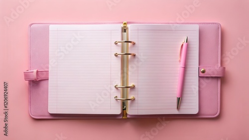 Wallpaper Mural Minimalist Pink Planner Spread Layout with Pencil and Pen Torontodigital.ca