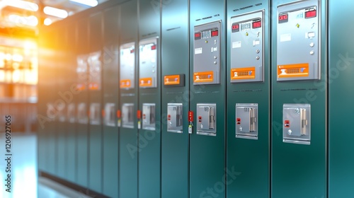 Modern locker system in a well-lit hallway, perfect for enhancing security and convenience in shared spaces. photo