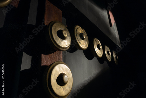 Traditional gamelan and percussion musical instruments. Traditional musical instruments from indonesia photo