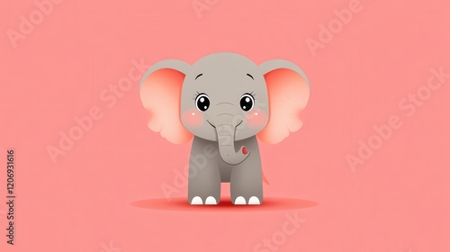 Cute cartoon elephant with a cheerful expression.