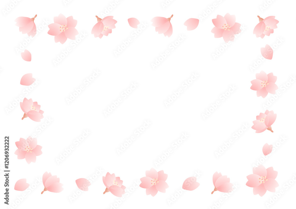 春の桜の花のフレームのベクターイラスト02 春の桜の花のフレームのベクターイラスト02