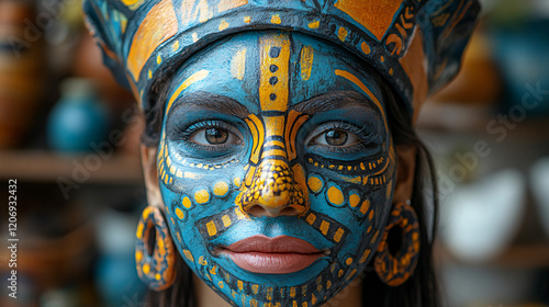 a woman with painted face and head