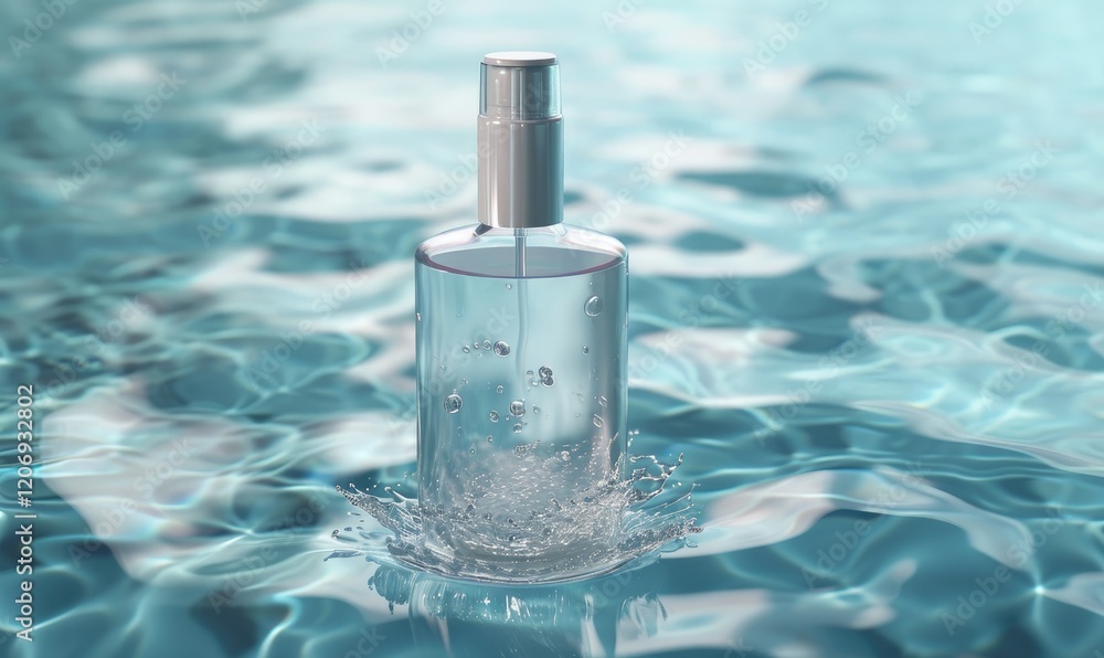 Spray Bottle Floating in Calm Blue Water Spray Bottle Floating in Calm Blue Water