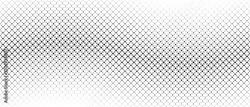 Geometric pattern of black stars and rhombs on a white background.Seamless in one direction. Option with a Short fade out.The Scale transformation method.Wave effect