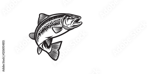 Majestic Bass Jumping Fishing Adventure Art vector