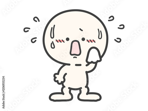 汗を拭く暑い人物のベクターイラスト05