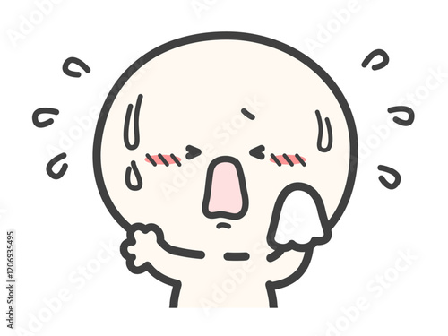 汗を拭く暑い人物のベクターイラスト01