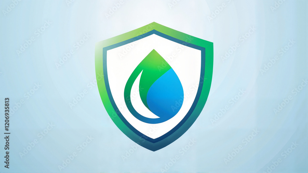Eco shield logo with water droplet inside Eco shield logo with water droplet inside