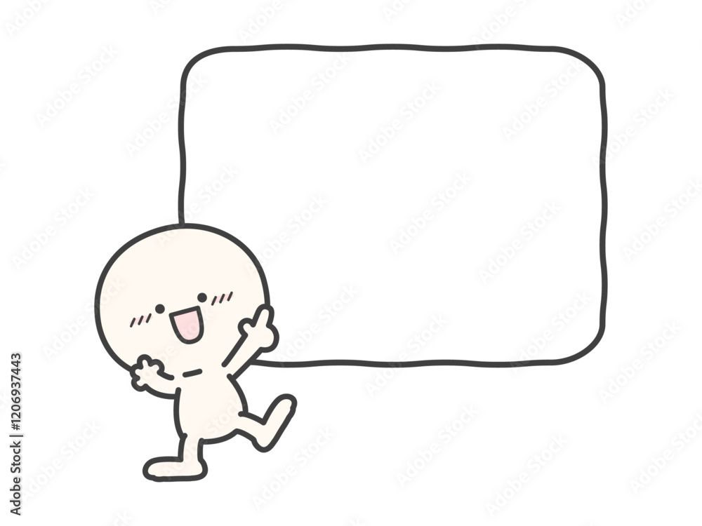 指差しをしているシンプルな人物と画線のフレームのベクターイラスト05 指差しをしているシンプルな人物と画線のフレームのベクターイラスト05