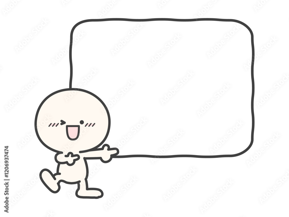 指差しをしているシンプルな人物と画線のフレームのベクターイラスト06