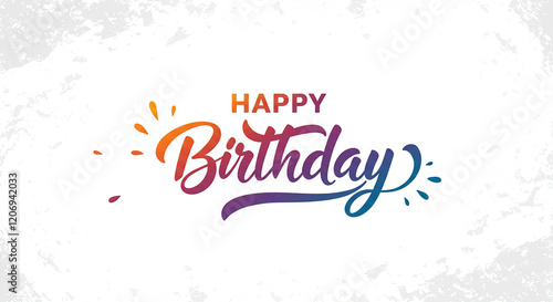 Colorful Happy Birthday Text Design Festive Celebration Graphic Gradient Typography
