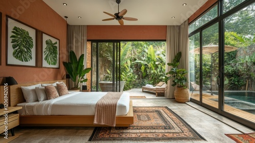 Tropical Bedroom with Pool and Garden View
