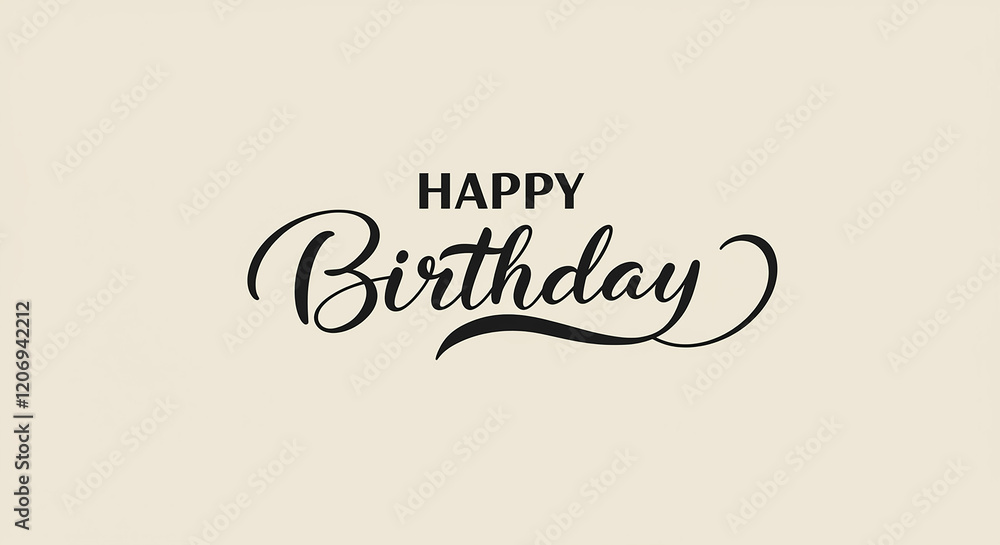 Elegant Happy Birthday Calligraphy Design Festive Greeting Card Minimalist Typography Elegant Happy Birthday Calligraphy Design Festive Greeting Card Minimalist Typography