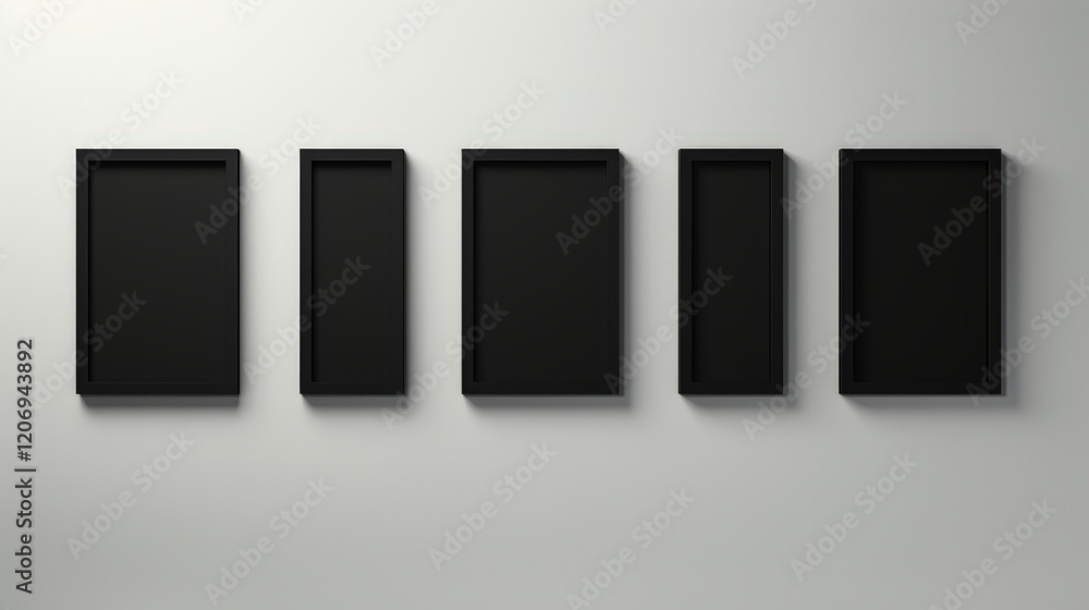 Minimalist Black Frames on White Wall for Art Display, Interior Design or Photo Presentation, Perfect for Modern Home Decoration Minimalist Black Frames on White Wall for Art Display, Interior Design or Photo Presentation, Perfect for Modern Home Decoration