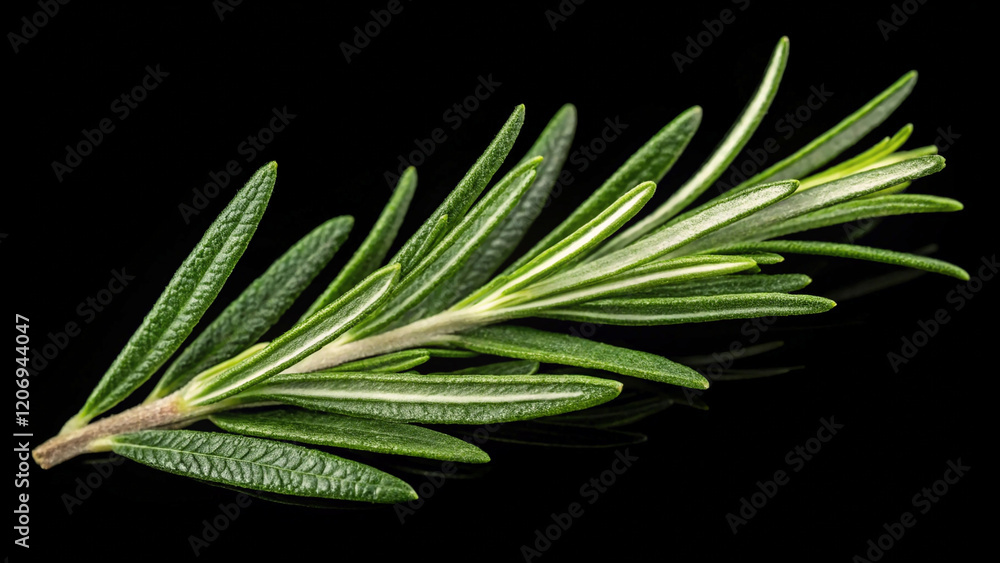 Fototapeta premium Rosemary leaf herbal is spices on black alpha background